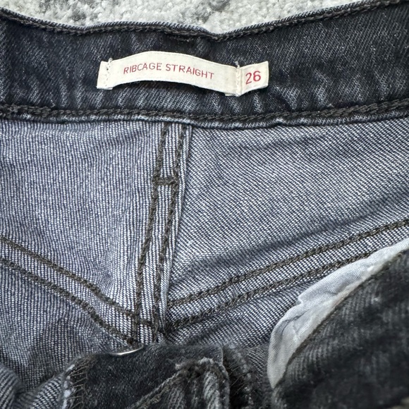 Levi’s Ribcage Straight Jeans Black Wash 26x26 High Rise - Picture 3 of 11